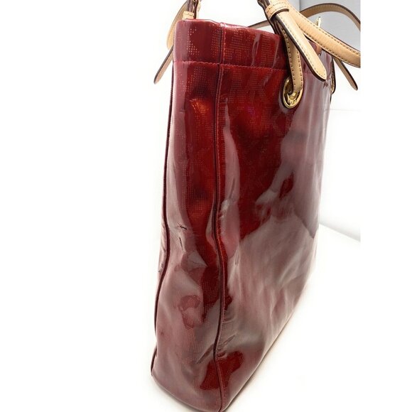 Michael Kors Jet Set Women’s Red Patent Leather Signature Tote Shoulder Bag - Picture 5 of 10